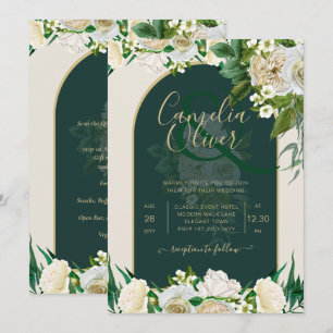 Convite Casamento no inverno de Douradas Rosas Brancas Ver