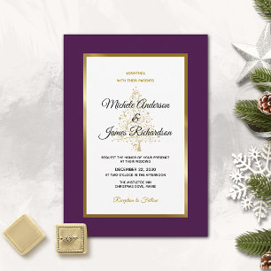 Convite Casamento no inverno de Férias Douradas Elegante
