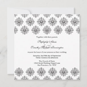 Convite Casamento no inverno de flocos de neve preto + bra