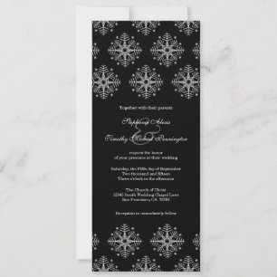 Convite Casamento no inverno de flocos de neve preto + bra