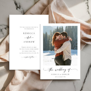 Convite Casamento no inverno de Foto Romântica Manuscrito