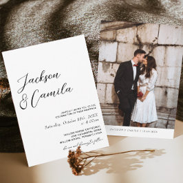 Convite Casamento no inverno de fotos branco e preto cláss