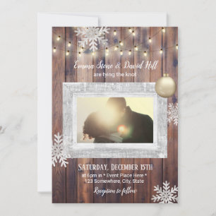 Convite Casamento no inverno de Fotos Personalizado Rustic