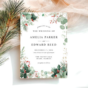 Convite Casamento no inverno de Natal Elegante