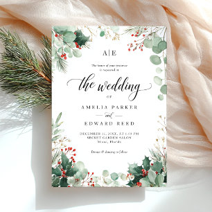 Convite Casamento no inverno de Natal Elegante