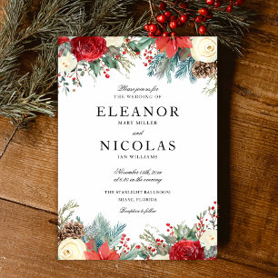 Convite Casamento no inverno de Natal Elegante