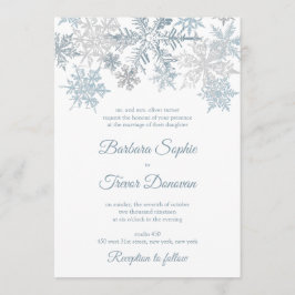 Convite Casamento no inverno de Natal Silver Blue Snowflak