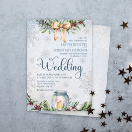 Convite Casamento no inverno de neve gelada de Natal