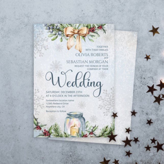 Convite Casamento no inverno de neve gelada de Natal (Criador carregado)