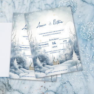 Convite Casamento no inverno de Paisagem de Neve Bonita