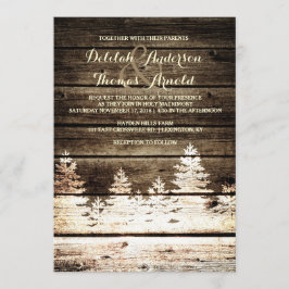 Convite Casamento no inverno De Pinheiros De Madeira Da Ma