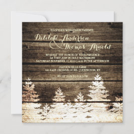 Convite Casamento no inverno De Pinheiros De Madeira Da Ma