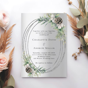 Convite Casamento no inverno de pinho-de-prata
