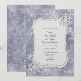 Convite Casamento no inverno de prata dos flocos de neve