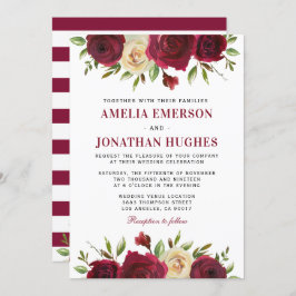 Convite Casamento no inverno de Queda do Floral Vermelho E