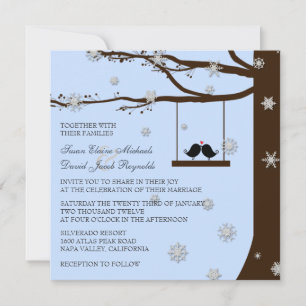 Convite Casamento no inverno do carvalho dos flocos de