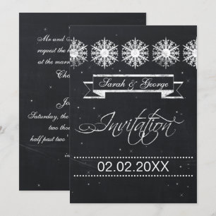 Convite casamento no inverno dos flocos de neve