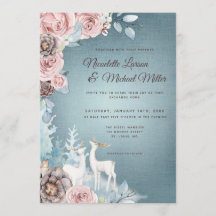 Casamento no inverno Dusty Blue e Blush Woodland