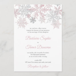 Convite Casamento no inverno Dusty Pink & Silver Snowflake