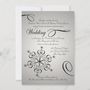 Convite Casamento no inverno Elegance Silver Snowflake