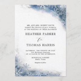 Convite Casamento no inverno Elegante com Floco de Neve Az