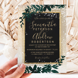 Convite casamento no inverno elegante de neve com tipograf
