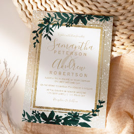 Convite casamento no inverno elegante de neve com tipograf