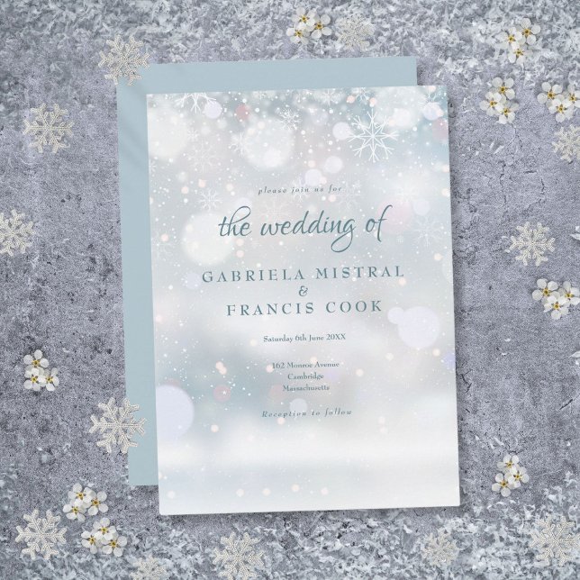 Convite Casamento no inverno Elegante First Snowflakes (Elegant First Snowflakes Winter Wedding Invitation)