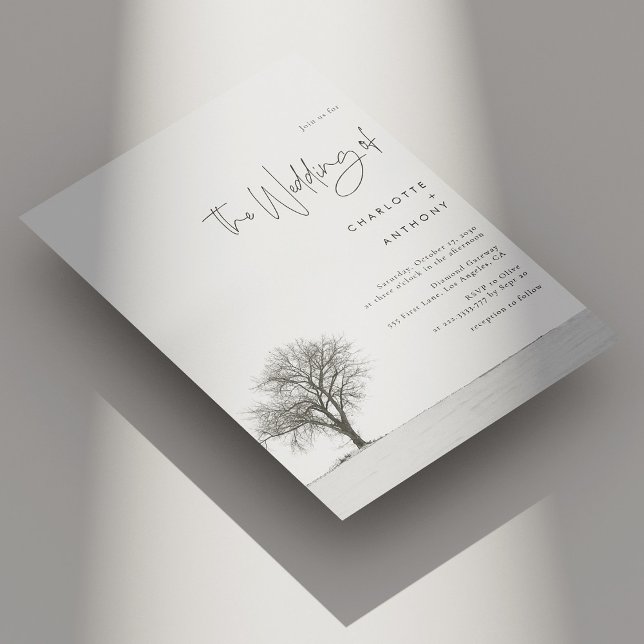 Convite Casamento no inverno Elegante - Floco de neve pret (Elegant Winter Wedding - Black and White Snowflake Invitation)