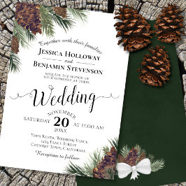 Convite Casamento no inverno Elegante Rustic Watercolor Pi