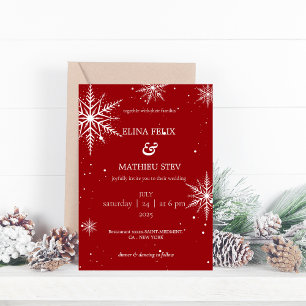 Convite Casamento no inverno Encantado Red Rhinestone Snow