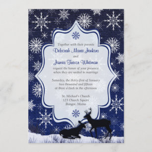 Convite Casamento no inverno FAUX Burlap, Snowflakes, Dee