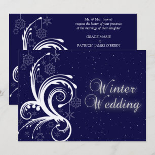 Convite Casamento no inverno, Flocos de Neve e Estrelas de