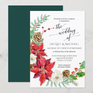 Convite Casamento no inverno Floral de Wreath de Natal Bra