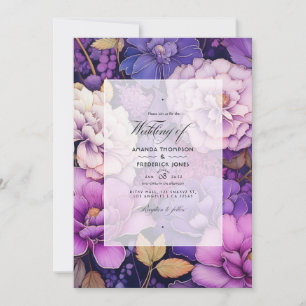Convite Casamento no inverno Floral Purple Medley