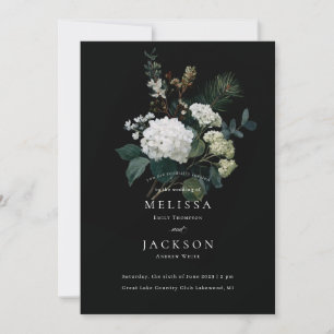 Convite Casamento no inverno Holiday Painterly Hydrangea