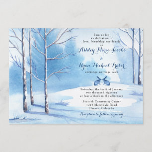 Convite Casamento no inverno Invitation Watercolor Trees R