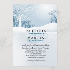 Convite Casamento no inverno nevado - azul de gelo