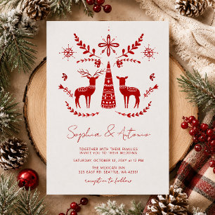 Convite Casamento no inverno Nordic Buck and Doe Woodland