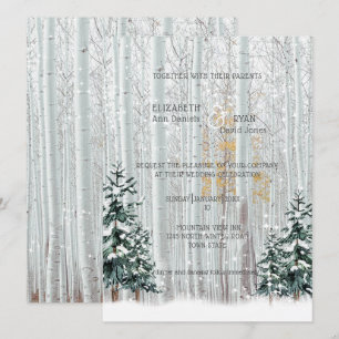 Convite Casamento no inverno Pinheiros Brancos Neve