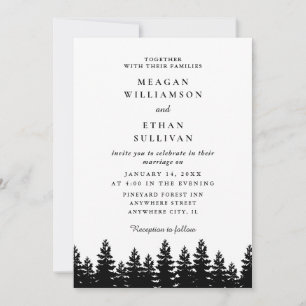 Convite Casamento no inverno preto e branco minimalista mo