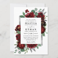 Casamento no inverno Rosa da Borgonha Red & Silver