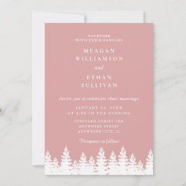 Convite Casamento no inverno rosa e branco elegante modern