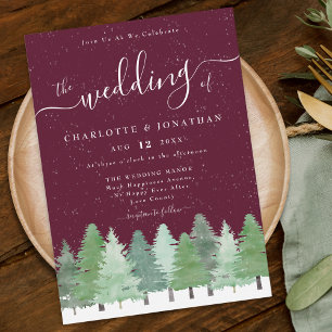 Convite Casamento no inverno Russo de Floresta Moderna