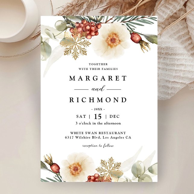 Convite Casamento no inverno Russo Vermelho e Branco da Te (Criador carregado)