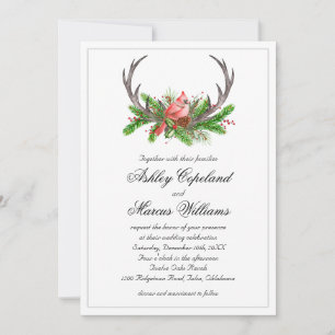 Convite Casamento no inverno Rustic Antlers Boho Woodland