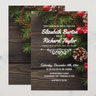 Convite Casamento no inverno Rustic Holiday