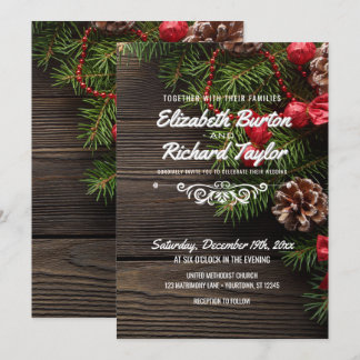 Convite Casamento no inverno Rustic Holiday