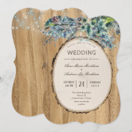 Convite Casamento no inverno Rustic Pine Lodge