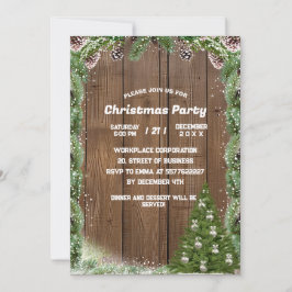 Convite Casamento no inverno Rustic Wood Snowflake